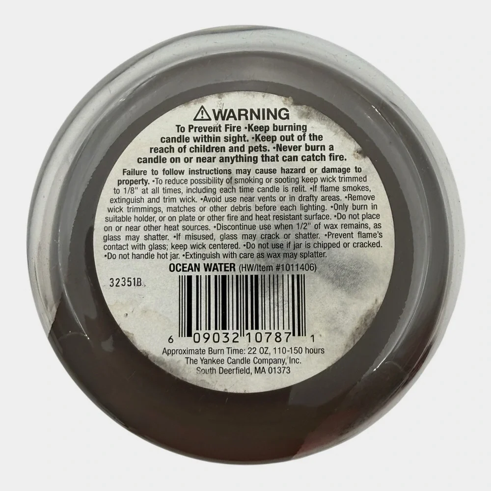 Yankee Candle Ocean Water Black Band 22 oz Large Housewarmer Jar Candle Retired